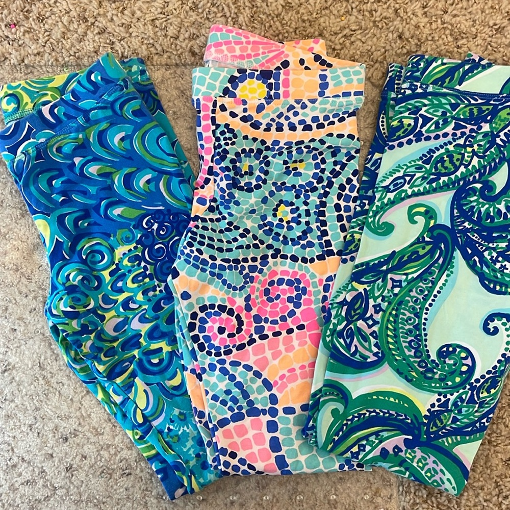 Girls Lilly Pulitzer leggings set of 3. Size L